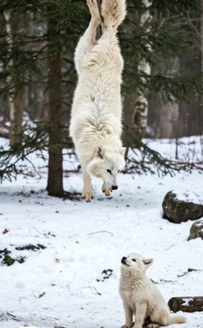 H0404017_Mother Snow White Wolf Saved by her Cub